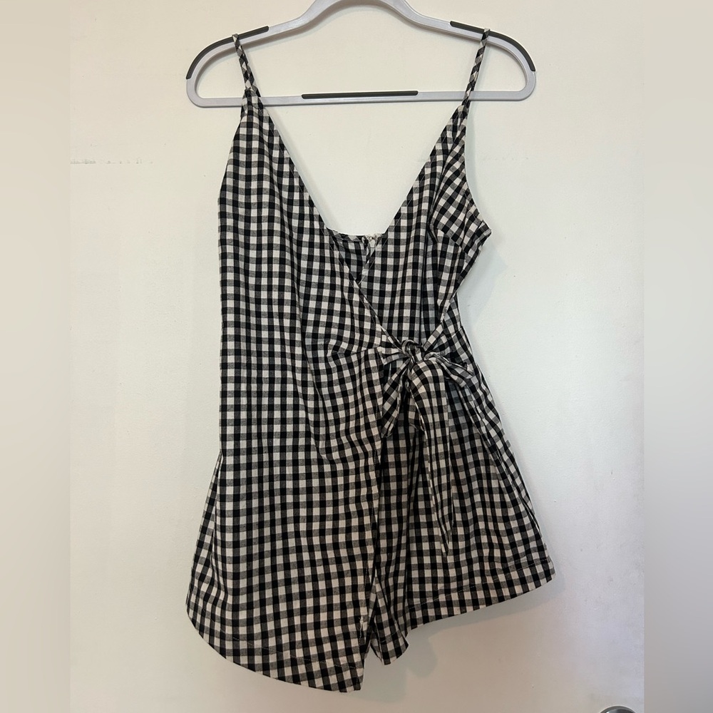Gingham wrap romper